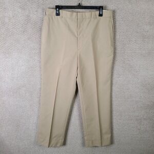 Flying Cross Pants Mens 35x29 Beige Chino‎ Flat Front Poly Wool Blend Khaki NEW
